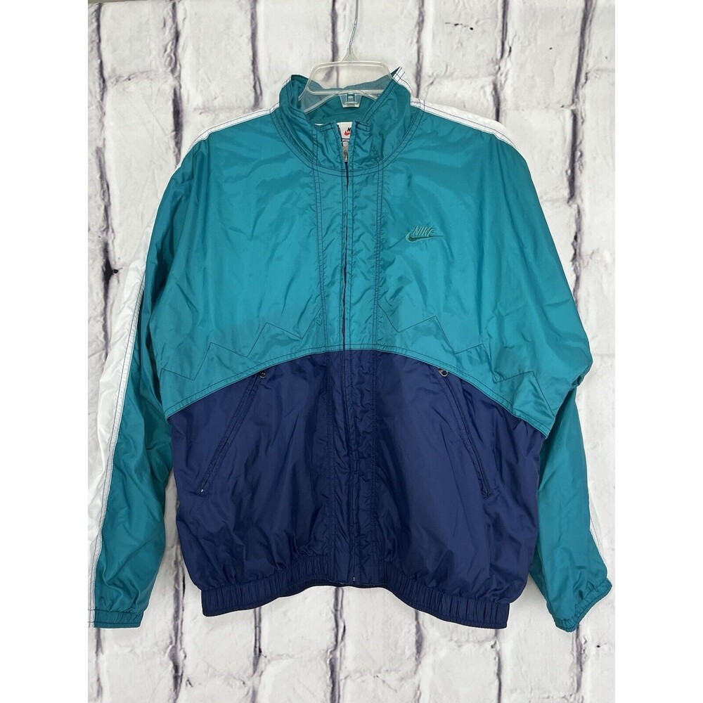 Vintage Nike 90’s Windbreaker Women’s Color Blocking Medium Blue Green White Tag